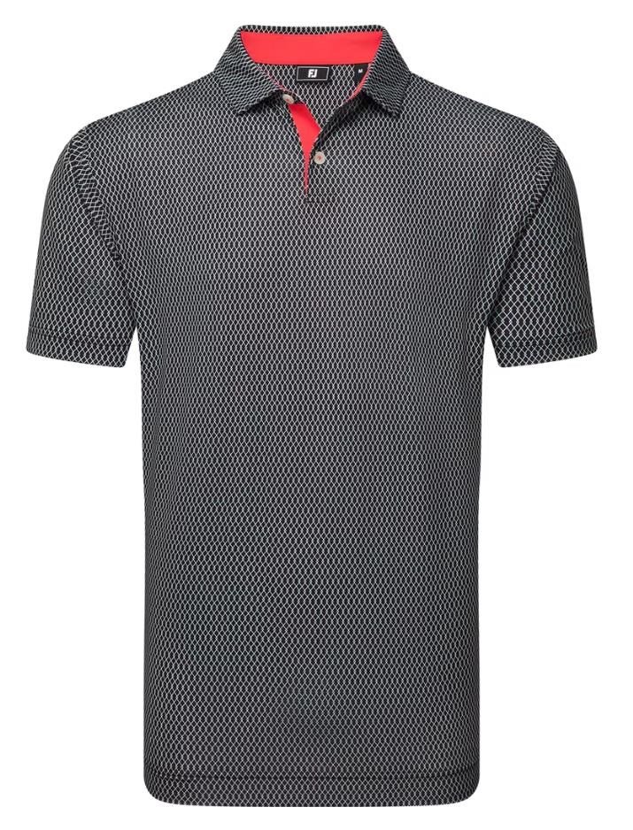 FootJoy Irongate Print Lisle polo homme, noir/blanc