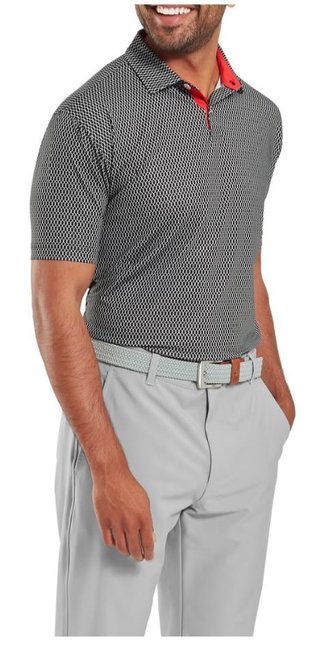FootJoy Irongate Print Lisle polo homme, noir/blanc