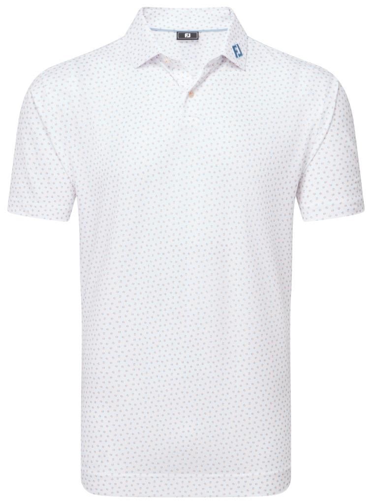 FootJoy Bounce Print Pique polo homme, blanc/orange/blue jay