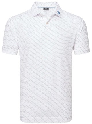 FootJoy Bounce Print Pique polo homme, blanc/orange/blue jay