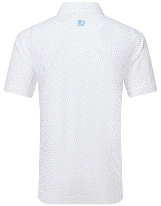 FootJoy Bounce Print Pique polo homme, blanc/orange/blue jay