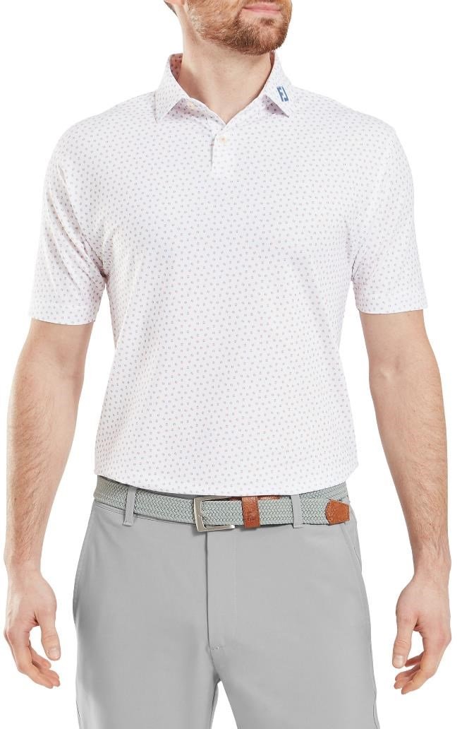 FootJoy Bounce Print Pique polo homme, blanc/orange/blue jay