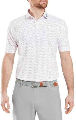 FootJoy Bounce Print Pique polo homme, blanc/orange/blue jay
