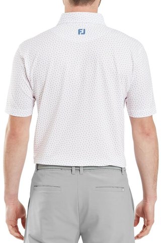 FootJoy Bounce Print Pique polo homme, blanc/orange/blue jay