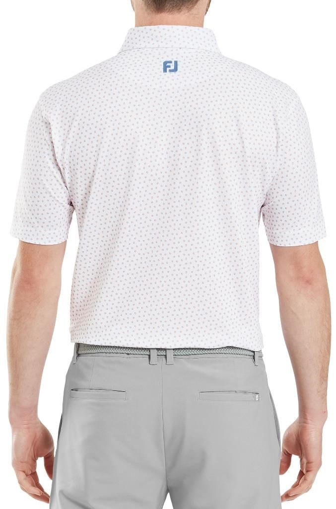 FootJoy Bounce Print Pique polo homme, blanc/orange/blue jay