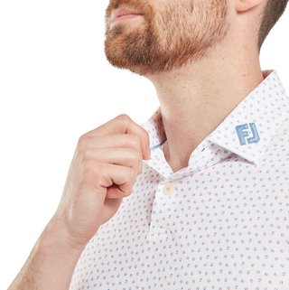 FootJoy Bounce Print Pique polo homme, blanc/orange/blue jay