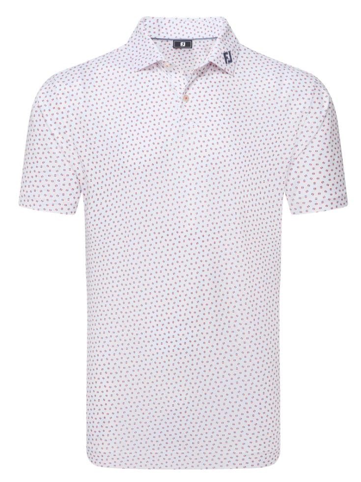 FootJoy Bounce Print Pique polo homme, blanc/hibiscus
