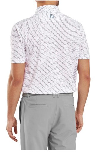FootJoy Bounce Print Pique polo homme, blanc/hibiscus