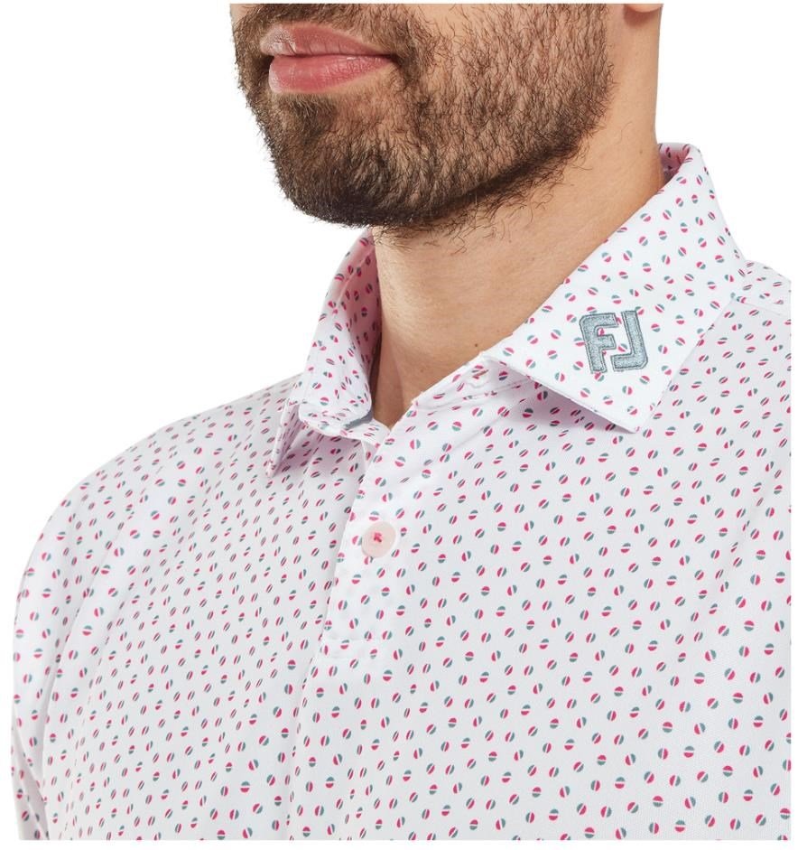 FootJoy Bounce Print Pique polo homme, blanc/hibiscus