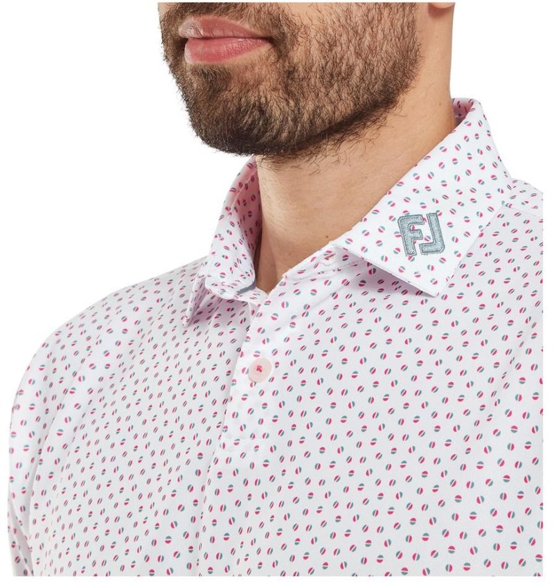FootJoy Bounce Print Pique polo homme, blanc/hibiscus