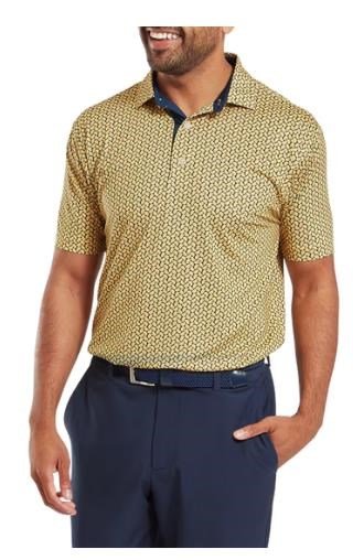 FootJoy Citrus Print Lisle polo homme, taxi/navy