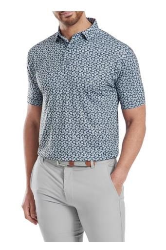 FootJoy Floral Sketch Print Lisle polo homme, blanc/marine
