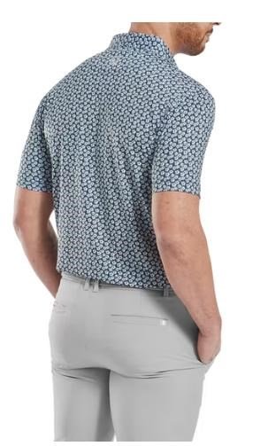 FootJoy Floral Sketch Print Lisle polo homme, blanc/marine