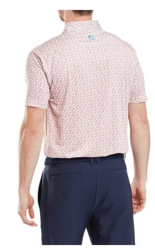 FootJoy Floral Sketch Print Lisle polo homme, orange/blanc