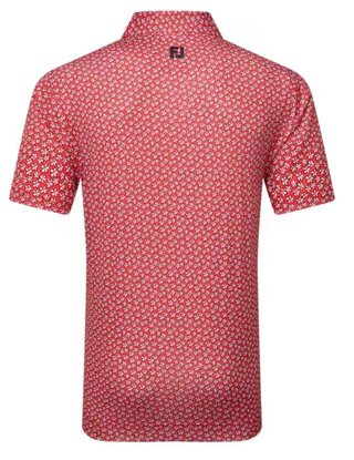 FootJoy Floral Sketch Print Lisle polo homme, white/hibiscus