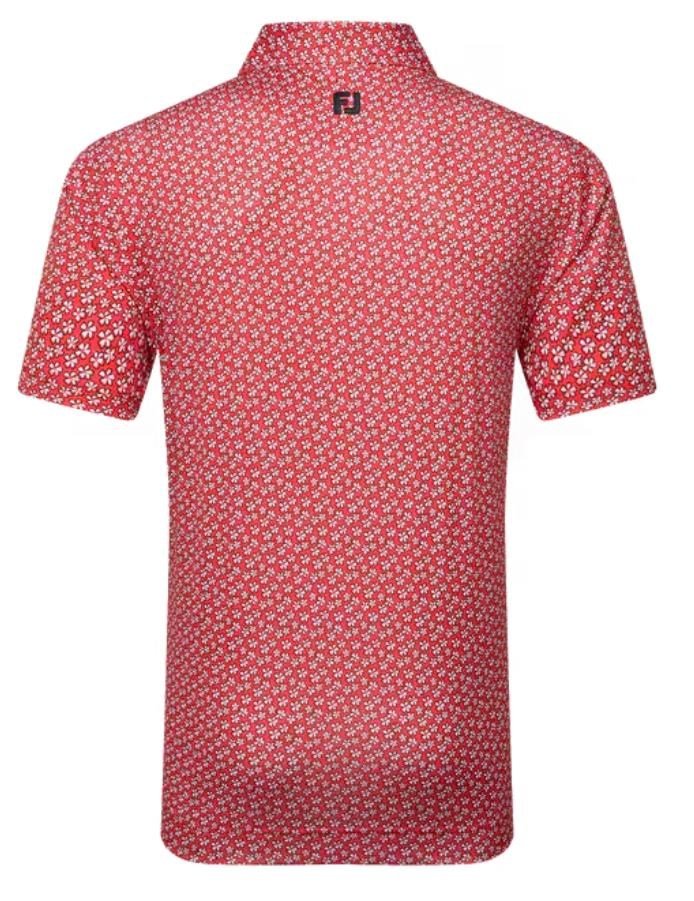 FootJoy Floral Sketch Print Lisle polo homme, white/hibiscus