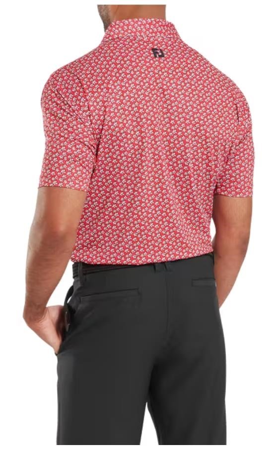 FootJoy Floral Sketch Print Lisle polo homme, white/hibiscus