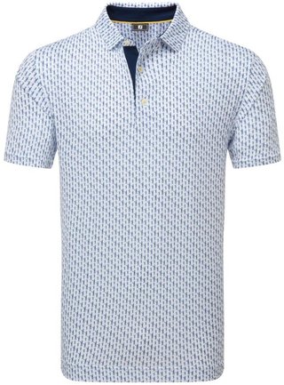 FootJoy Figure Print Lisle polo homme, blanc/marine