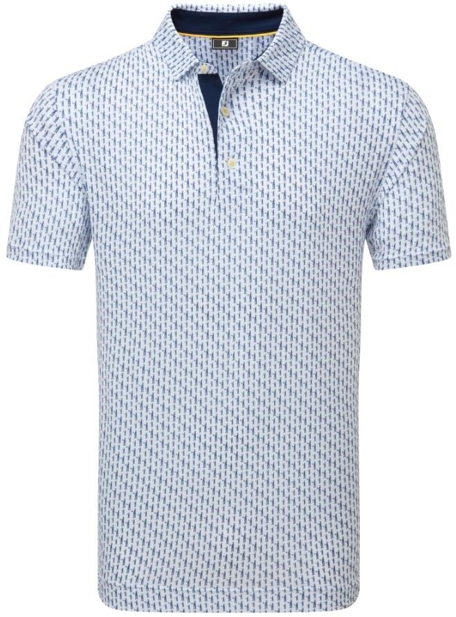 FootJoy Figure Print Lisle polo homme, blanc/marine