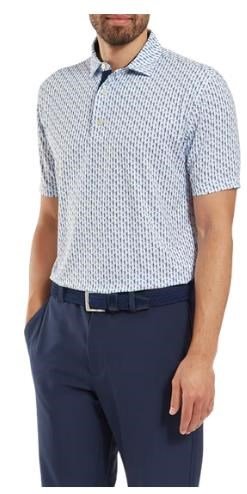FootJoy Figure Print Lisle polo homme, blanc/marine