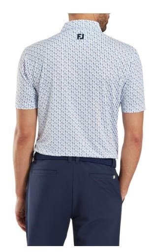 FootJoy Figure Print Lisle polo homme, blanc/marine