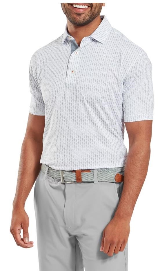 FootJoy Figure Print Lisle polo homme, blanc/flint