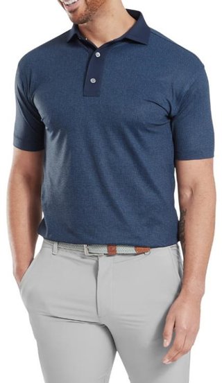 FootJoy Etched Texture Print Lisle polo homme, marine