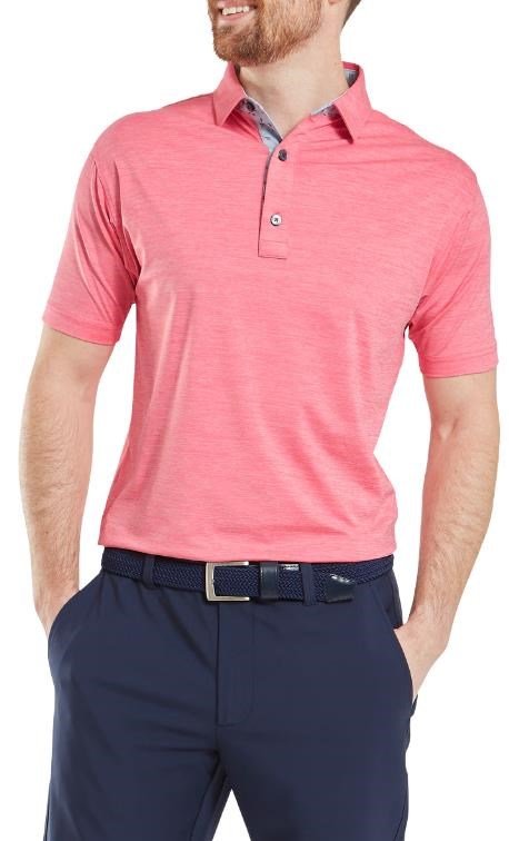 FootJoy Heather Lisle with Trim polo homme, pink lemonade heather