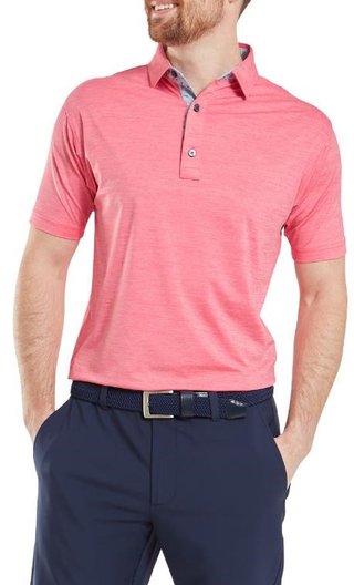 FootJoy Heather Lisle with Trim polo homme, pink lemonade heather