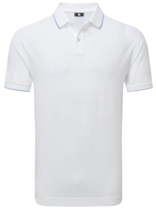 FootJoy Tipped Pique polo homme, blanc/blue jay