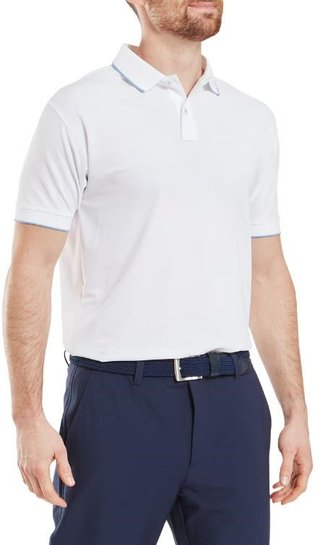 FootJoy Tipped Pique polo homme, blanc/blue jay