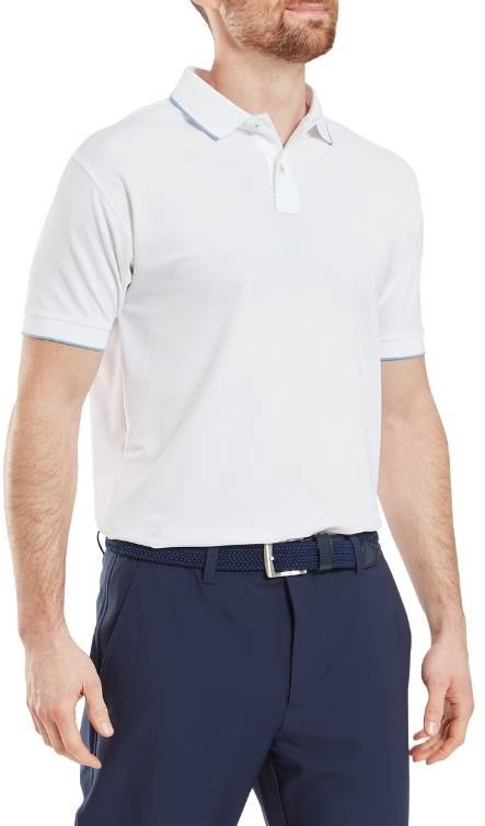 FootJoy Tipped Pique polo homme, blanc/blue jay
