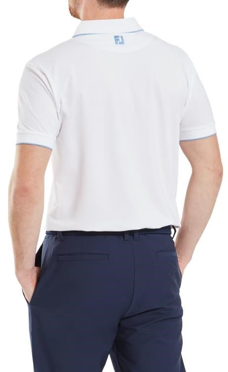 FootJoy Tipped Pique polo homme, blanc/blue jay