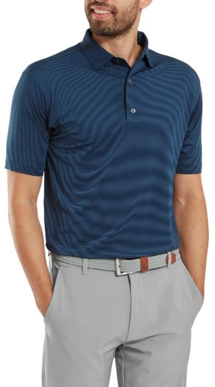 FootJoy Micro Feeder Stripe Lisle polo homme, navy tonal