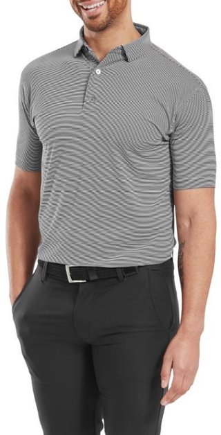 FootJoy Micro Feeder Stripe Lisle polo homme, noir/blanc