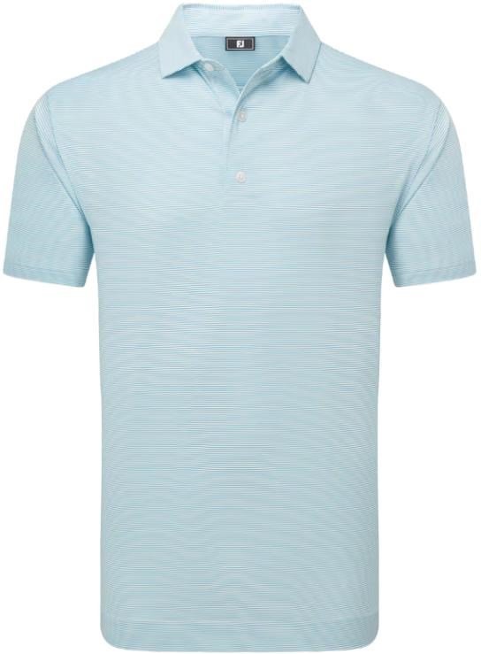 FootJoy Micro Feeder Stripe Lisle polo homme, bleu clair/blanc