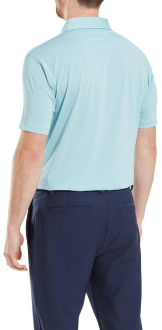 FootJoy Micro Feeder Stripe Lisle polo homme, bleu clair/blanc