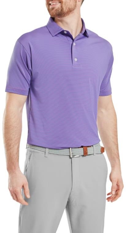 FootJoy Micro Feeder Stripe Lisle polo homme, marine/pink