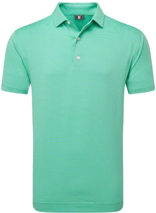 FootJoy Micro Feeder Stripe Lisle polo homme, lagoon/mint
