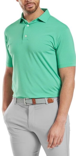 FootJoy Micro Feeder Stripe Lisle polo homme, lagoon/mint