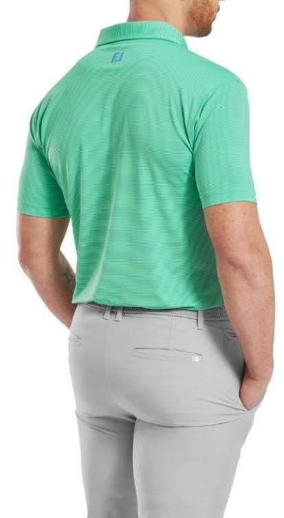FootJoy Micro Feeder Stripe Lisle polo homme, lagoon/mint