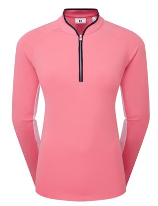 FootJoy 1/4-Zip LS Sun Protection polo manches longues femme, pink lemonade
