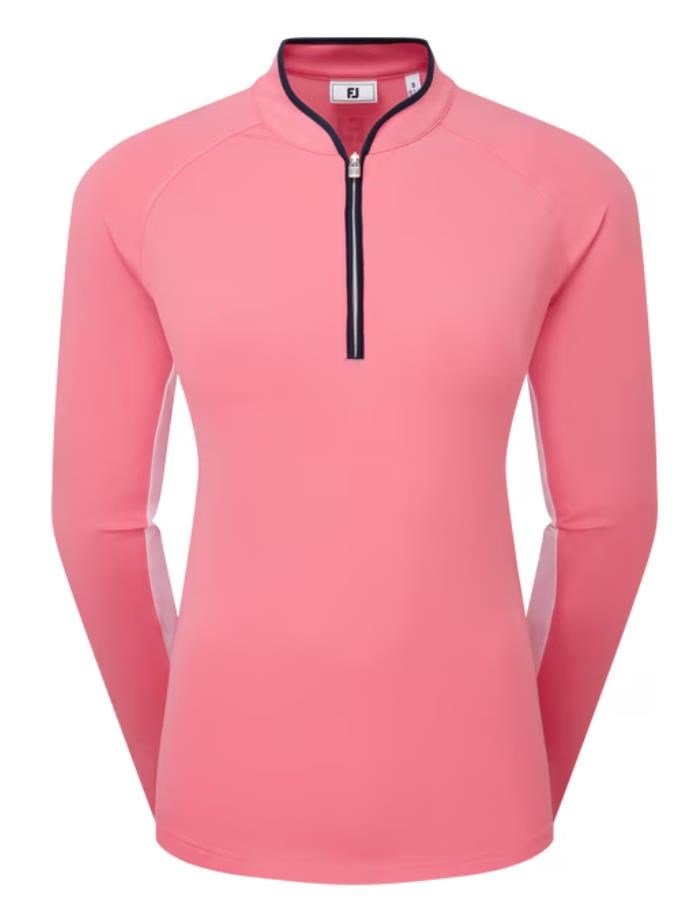 FootJoy 1/4-Zip LS Sun Protection polo manches longues femme, pink lemonade