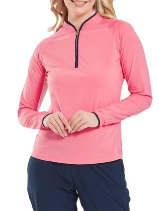 FootJoy 1/4-Zip LS Sun Protection polo manches longues femme, pink lemonade
