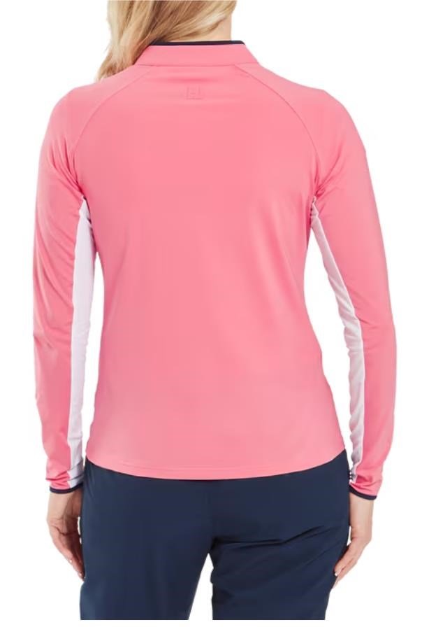 FootJoy 1/4-Zip LS Sun Protection polo manches longues femme, pink lemonade