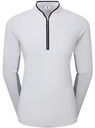 FootJoy 1/4-Zip LS Sun Protection polo manches longues femme, blanc