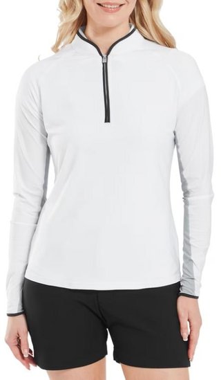 FootJoy 1/4-Zip LS Sun Protection polo manches longues femme, blanc
