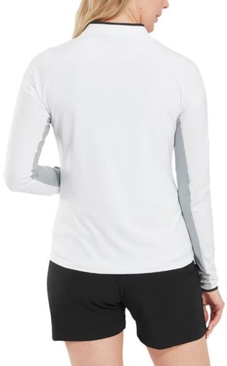 FootJoy 1/4-Zip LS Sun Protection polo manches longues femme, blanc