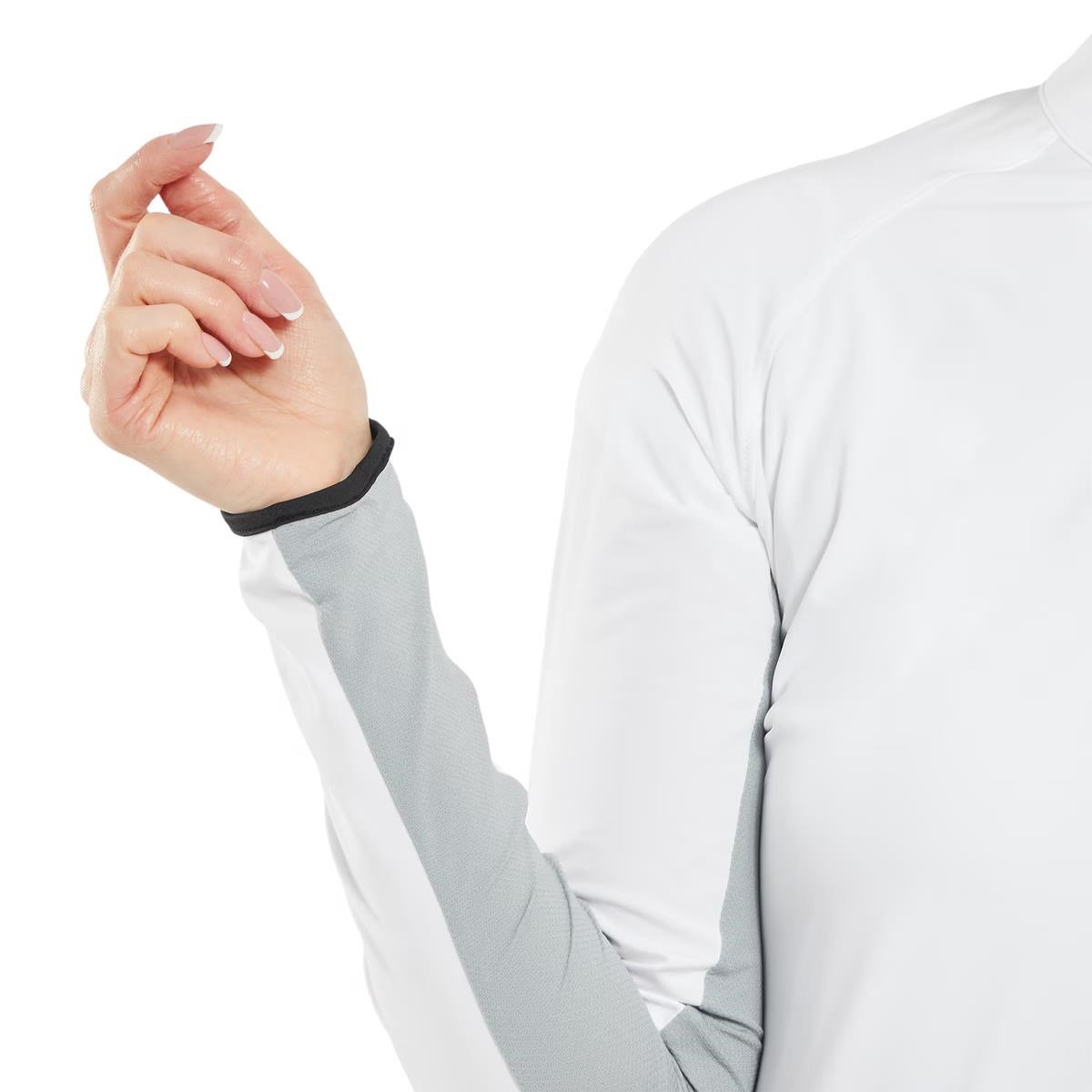 FootJoy 1/4-Zip LS Sun Protection polo manches longues femme, blanc