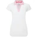 FootJoy Cap Sleeve Print Trim Lisle polo femme, blanc/pink lemonade